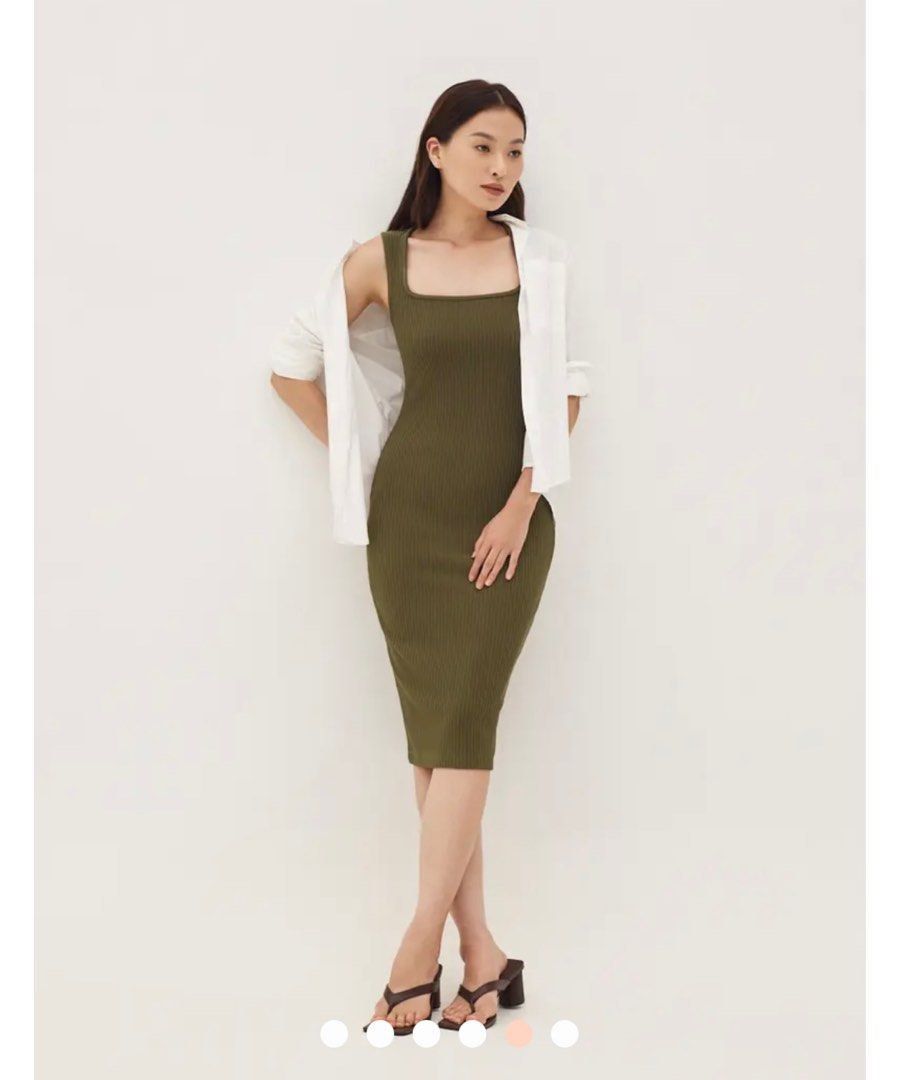Lovebonito Tobi Rib Knit Dress in Olive Green, Women's Fashion, Dresses &  Sets, Dresses on Carousell