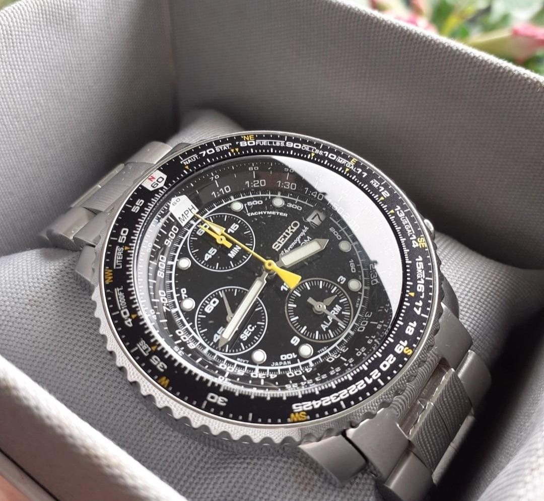 Lowest Price SEIKO Flightmaster SNA411 Chronograph Pilot s Flight Alarm Men s Black Dial Stainless Steel Watch sna411 sna411p sna411p1 Birthday gift