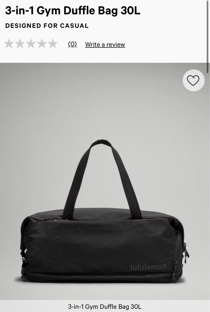 Lululemon 3 in 1 Gym Duffle Bag 30L Women s Fashion Bags Wallets Shoulder Bags on Carousell