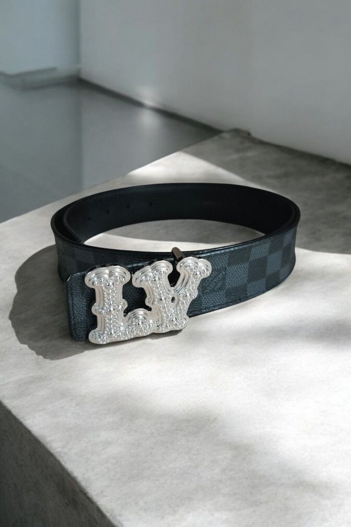 Louis vuitton belt black and grey shop
