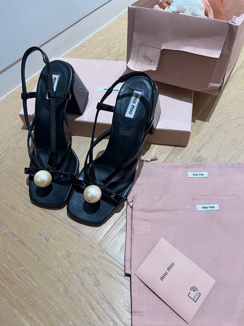 Miu miu pearl sandals discount