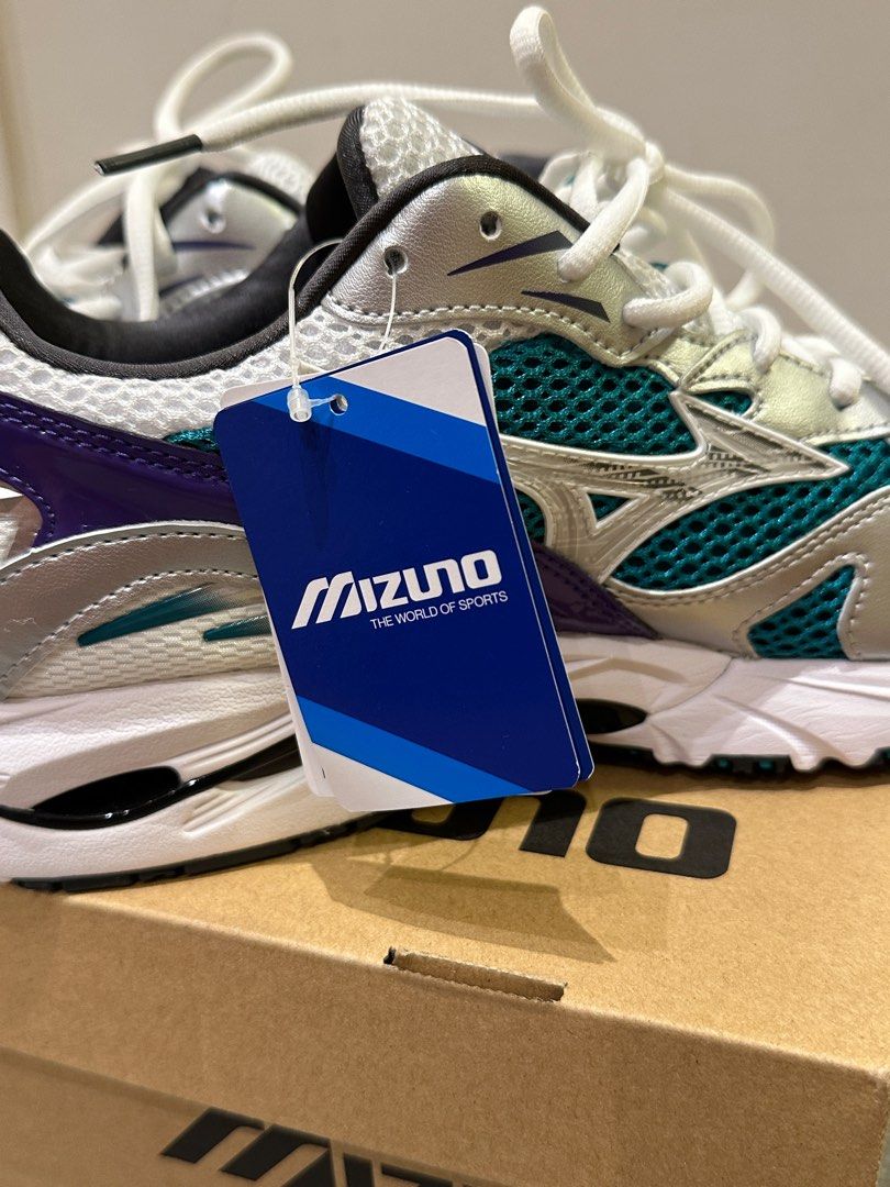 Mizuno Wave Rider US Size 10 White Silver Teal Purple Carousell
