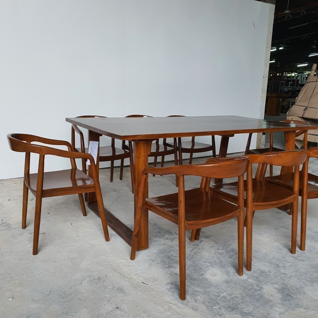 Modern Teak Wood Set 8 Seater Dining | Set Meja Makan 8 Seater ...
