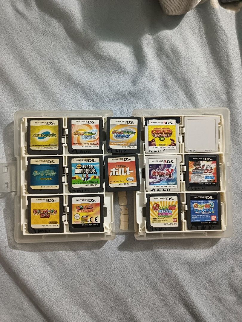 Nintendo DS and 3DS Game Cartridges (Category: Nintendo) located in Manila. Submitted by finneasmorrow (Listing ID 1331048848, Image 1). Description: For Sale: Vintage Nintendo DS & 3DS Games from Japan I'm selling my collection of classic Nintendo DS and 3DS games from my time in Japan. These games are in excellent condition when it comes to playing the actual game, but not perfect for collectors since it has a bit of markers written in the cart