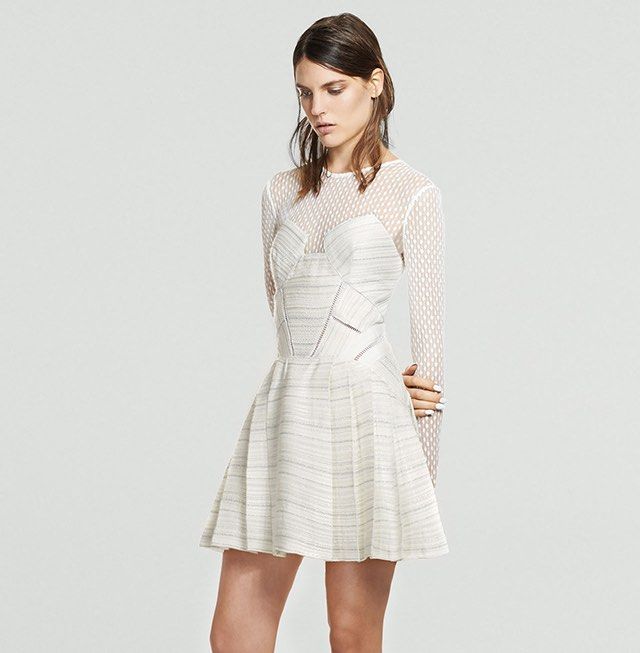Revolve Self Portrait Panelled Long Sleeve Dress in Off White XS Women s Fashion Dresses Sets Dresses on Carousell