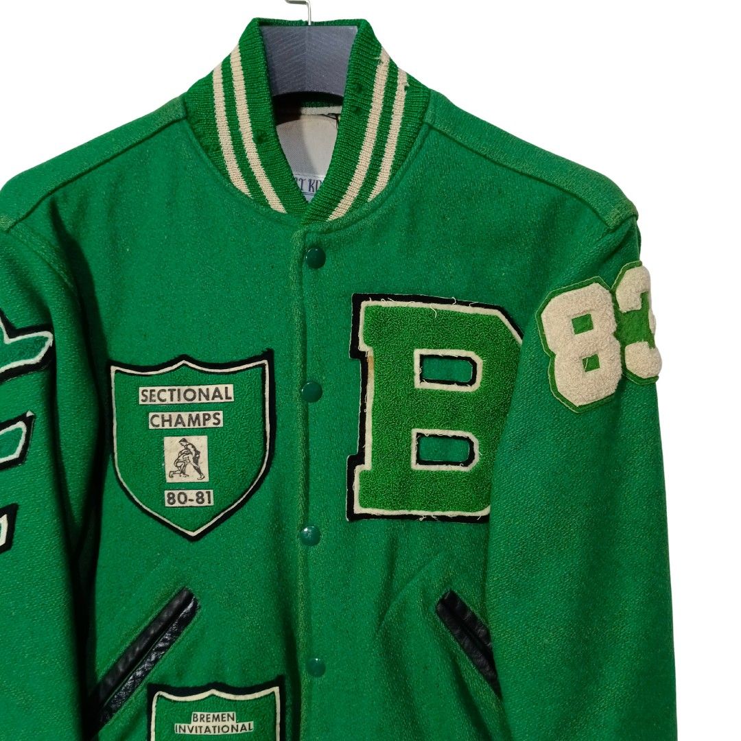 Vintage Sport King Letterman Jacket Green 25 L 21 W
