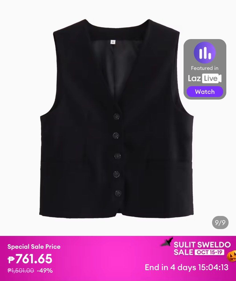 Waistcoat (Category: Others Tops) located in Naga. Submitted by empr_ (Listing ID 1330885666, Image 3). Description: FREE SF. Linen blend waistcoat. Brandnew with tag. May fit small-medium frame. So classy when worn, same with Zara. Bought from L@zada. RFS: Na doble yun order ko. .