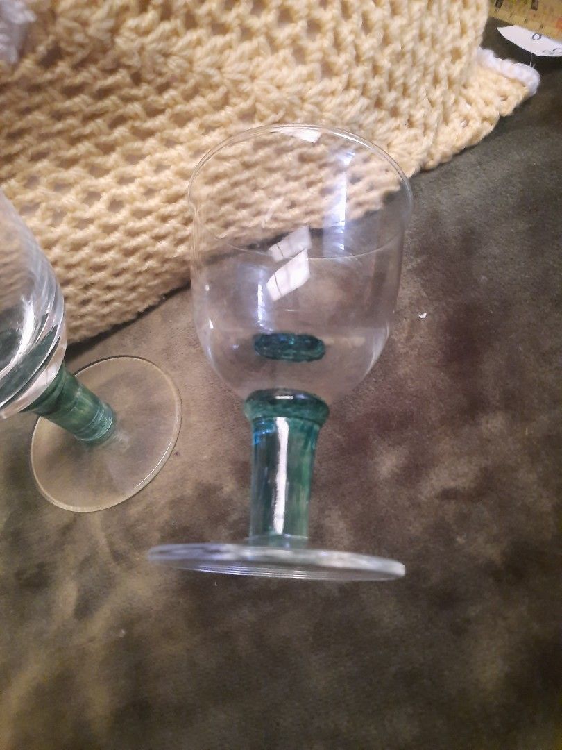 Wine goblet 5x3.5" thick short stem green 2 pcs available (Category: Other Kitchenware & Tableware) located in Manila. Submitted by luckycharm_215 (Listing ID 1330891007, Image 2). Description: price pc or take all.