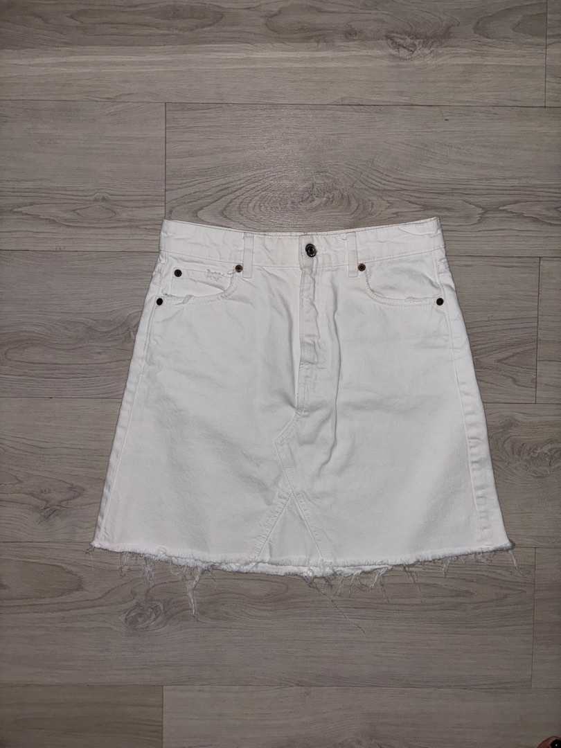 Zahra Denim Skirt in White