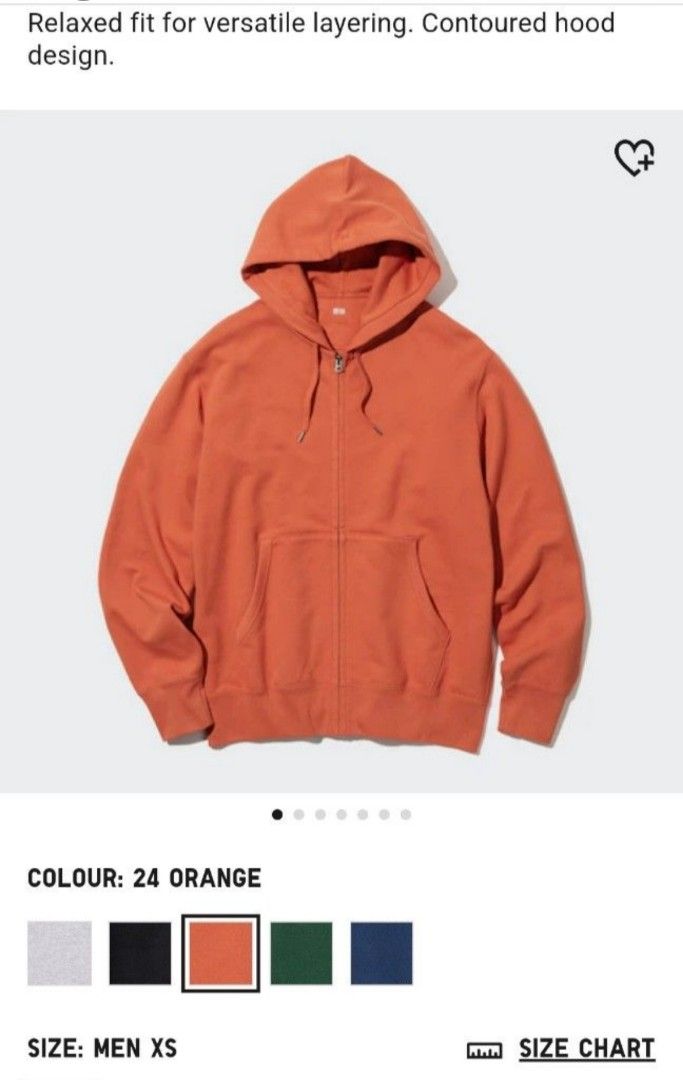 70 OFF Uniqlo Orange Hoodie Regular Fit Full Zip