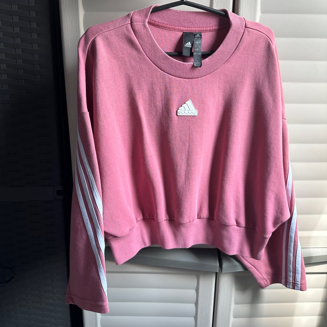 Adidas pink cropped sweater new arrivals