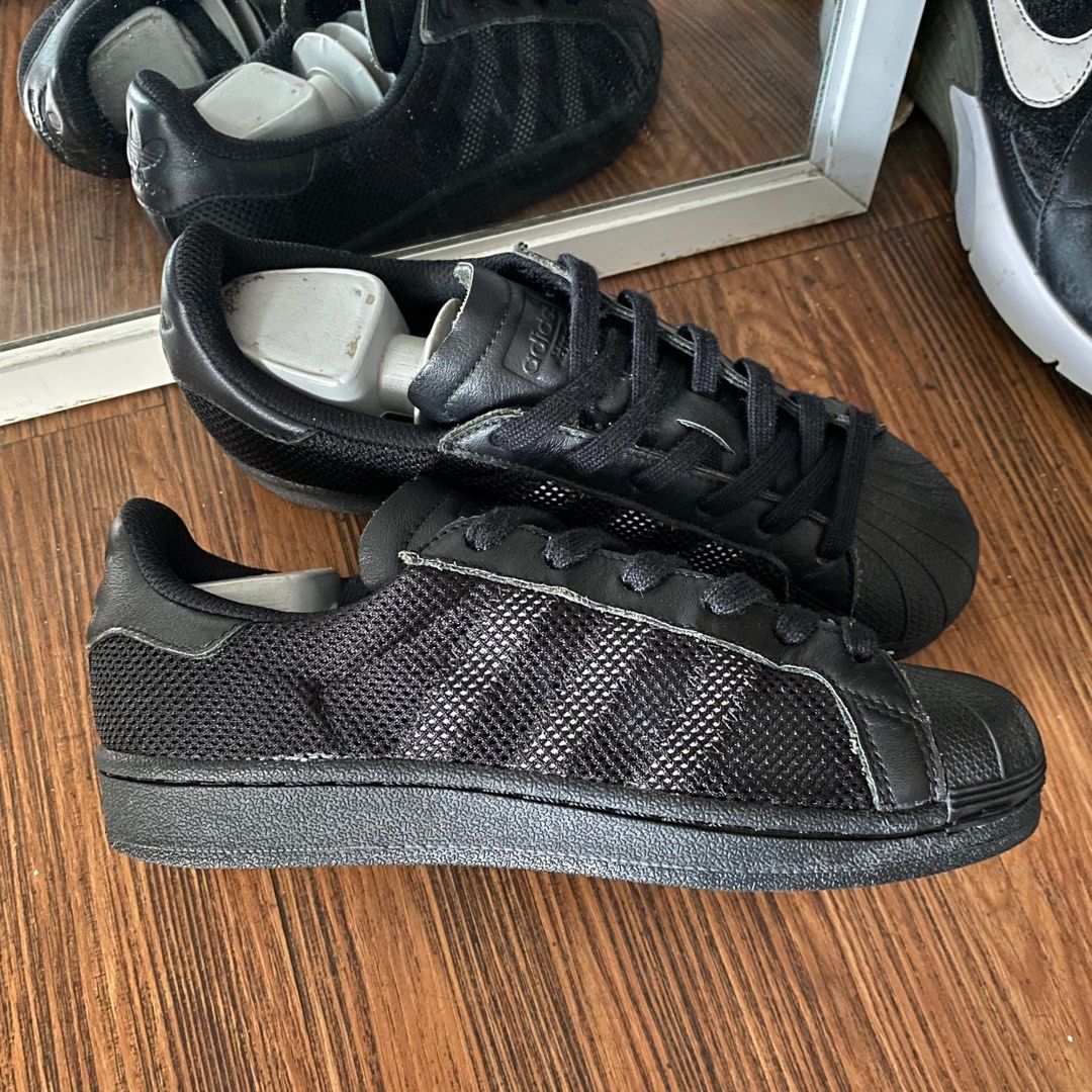 Adidas Superstar mesh triple black reflective casual original murah not gazelle og campus 00s 80s samba forum 84 mid dropstep sneakers second market