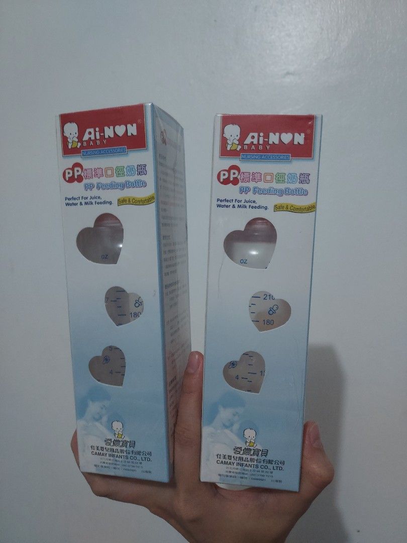 Ainon Feeding Bottle | 240 ml | 219 for both, 119 per Bottle (Category: Breastfeeding & Bottle Feeding) located in Quezon City. Submitted by dapheloise (Listing ID 1331209366, Image 3). Description: ~ Bought it from SM Baby Company ~ Never been used hence packaged (still in the box with plastic cover seal) ~ RFS: Breastfed my little one for the past 2 years, no need for many bottles..
