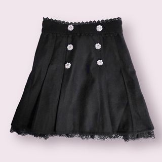 Ank Rouge 黑色 鑽扣 毛尼 百褶 百折 百褶裙 百折裙 半身裙 半截裙 黑色半裙 斯文裙64214532152451110