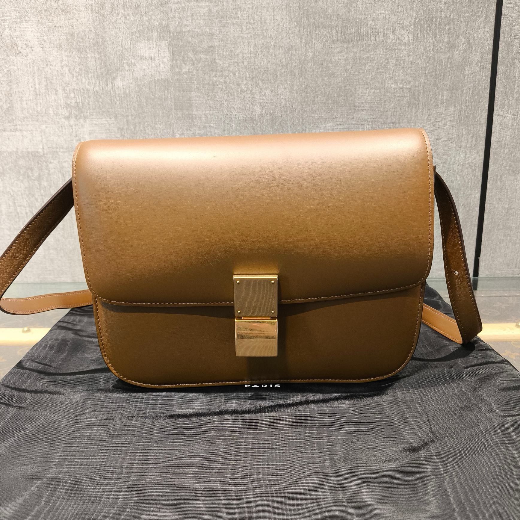 Celine box bag tan sale