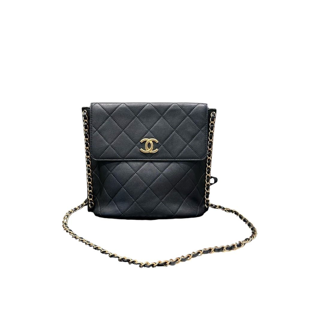 Chanel 21SS Flap Hobo Bag in Black