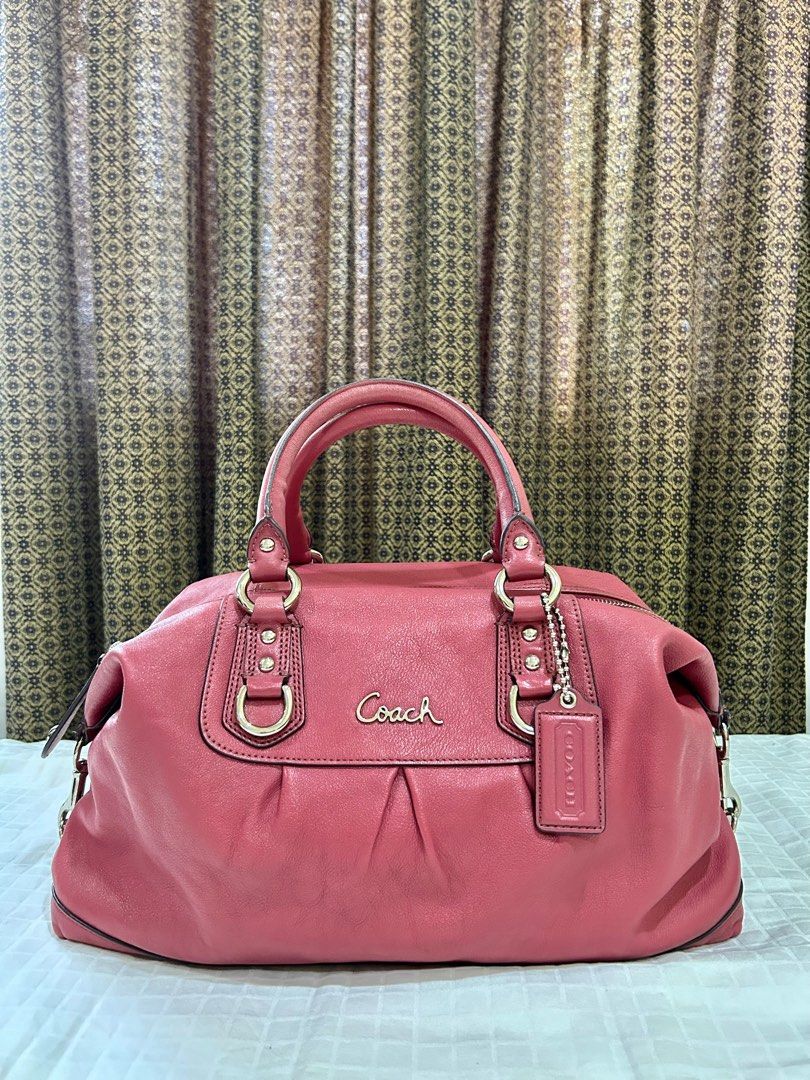 Coach Ashley Leather Satchel (Category: Luxury Bags & Wallets) located in Cebu City. Submitted by huff.puff (Listing ID 1213444250, Image 2). Description: 💯 Authentic bought in the US or your money back!! Leather in pristine condition ✨✨✨ With minor signs of usage (fabric lining needs a little cleaning, pls see photos) Approx. 14 3/4” (L) x 11 1/4” (H) x 5 1/2” (W) Inside zip, cellphone and multifunction pockets Zip-top closure, fabric lining, S