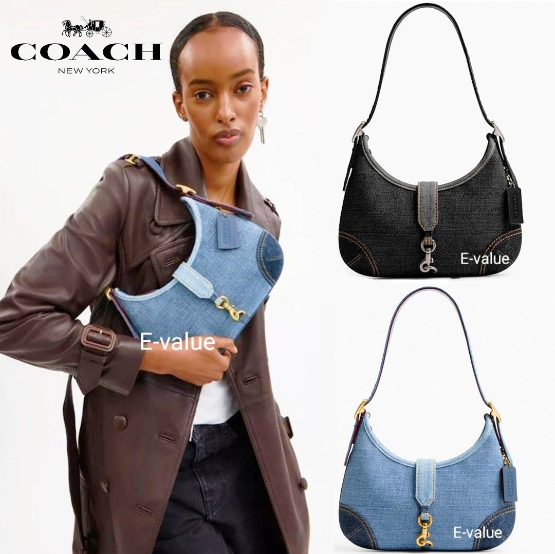 Coach Original Denim Black / Blue Hamptons Hobo Shoulder Bag For