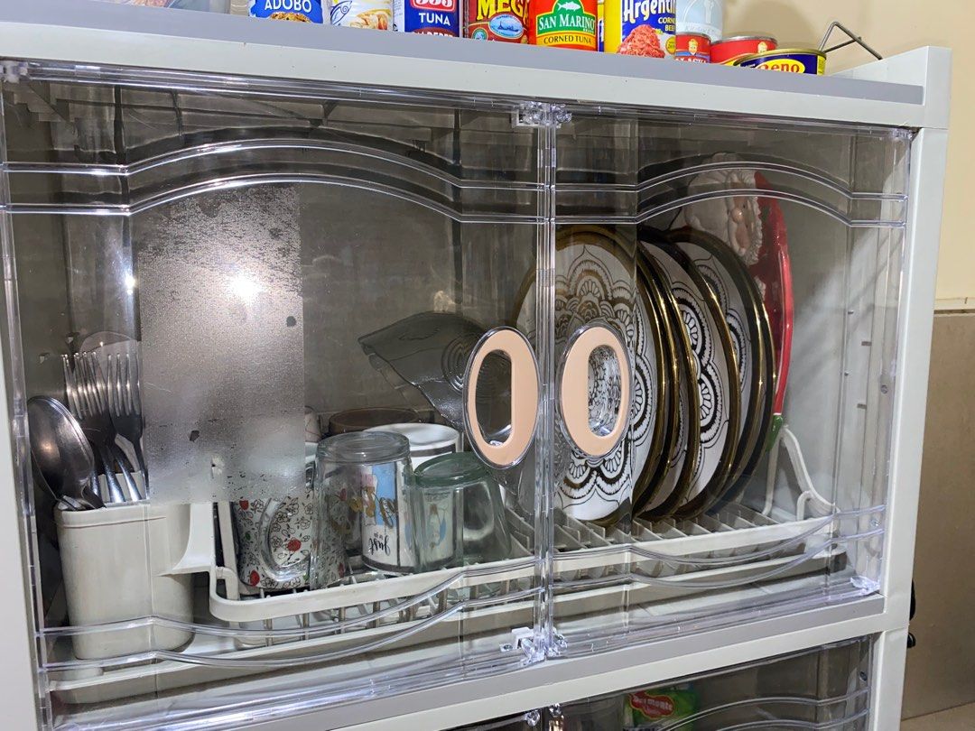 Dish cabinet (Category: Dinnerware & Cutlery) located in Manila. Submitted by macmb (Listing ID 1331078439, Image 2). Description: Rarely used dish cabinet purchased only last October 5 layer 2 drawers With keys.