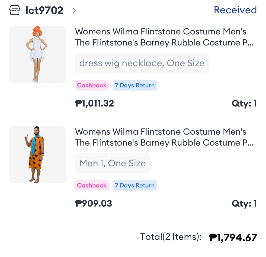 Flintstones Halloween Costume (Category: Sets or Coordinates) located in Quezon City. Submitted by amb0413 (Listing ID 1331169340, Image 2). Description: Flintstones Fred and Wilma Costume Set for Halloween Bought last year, used once then stored. Does not include Pebbles costume Does not include baseball bat For sale 1,200 for set For rent 800 for set .