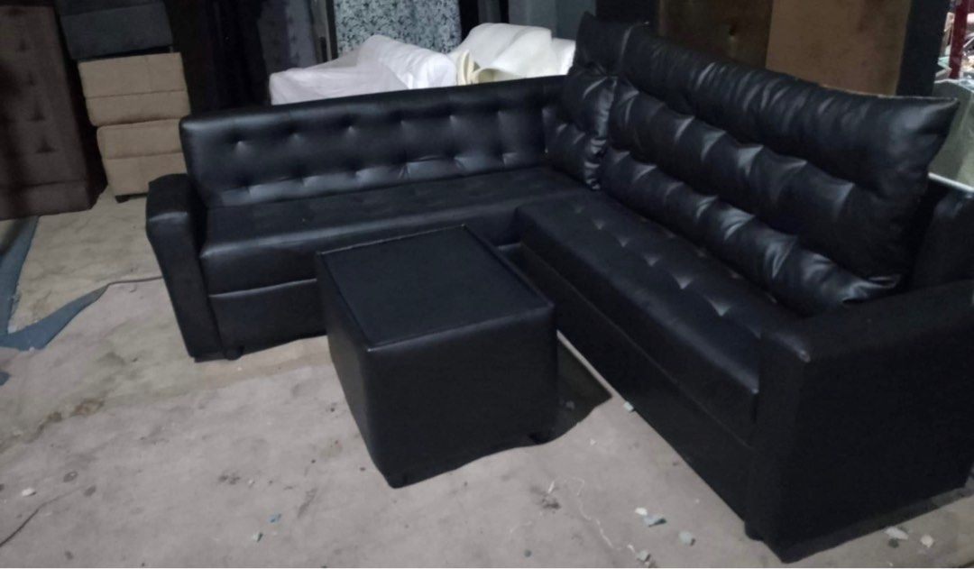 German Genuine Leather Lshape Sofa Set with loose cushion (Category: Sofas) located in Las Pinas. Submitted by abby_e_g (Listing ID 1331124849, Image 2). Description: Made of original german leather Lshape Sofa comes with cushions, centre table with glass L- 100cm W-55cm H-30cm L Length is 80cm Perfect corner sofa For more information please send a message! Gcash/BDO/BPI Payment Lalamove Delivery or pick up. .
