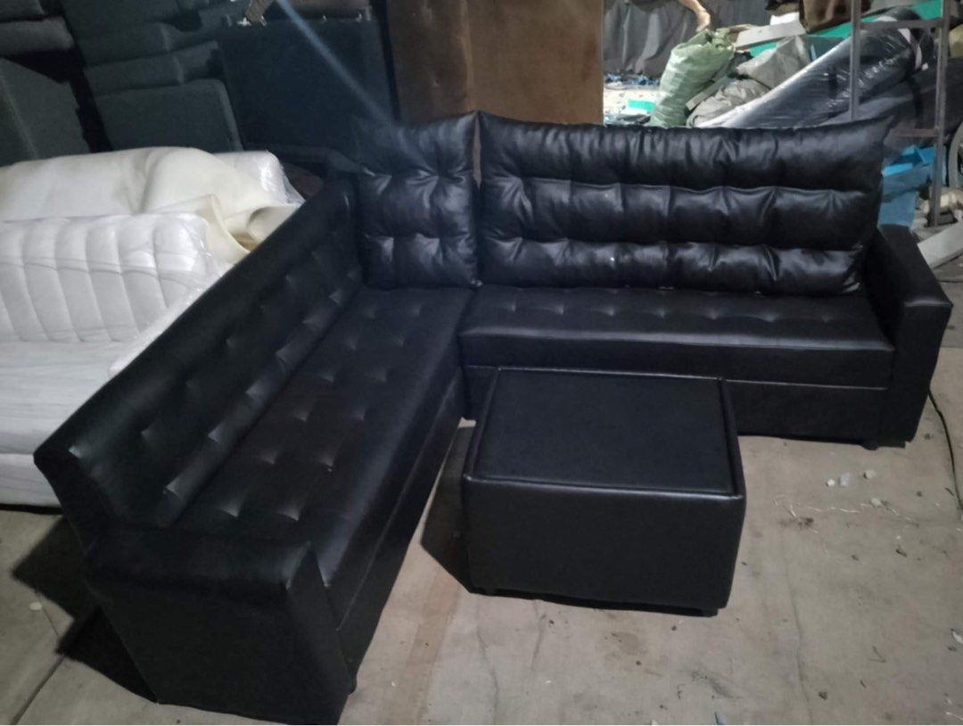 German Genuine Leather Lshape Sofa Set with loose cushion (Category: Sofas) located in Las Pinas. Submitted by abby_e_g (Listing ID 1331124849, Image 1). Description: Made of original german leather Lshape Sofa comes with cushions, centre table with glass L- 100cm W-55cm H-30cm L Length is 80cm Perfect corner sofa For more information please send a message! Gcash/BDO/BPI Payment Lalamove Delivery or pick up. .