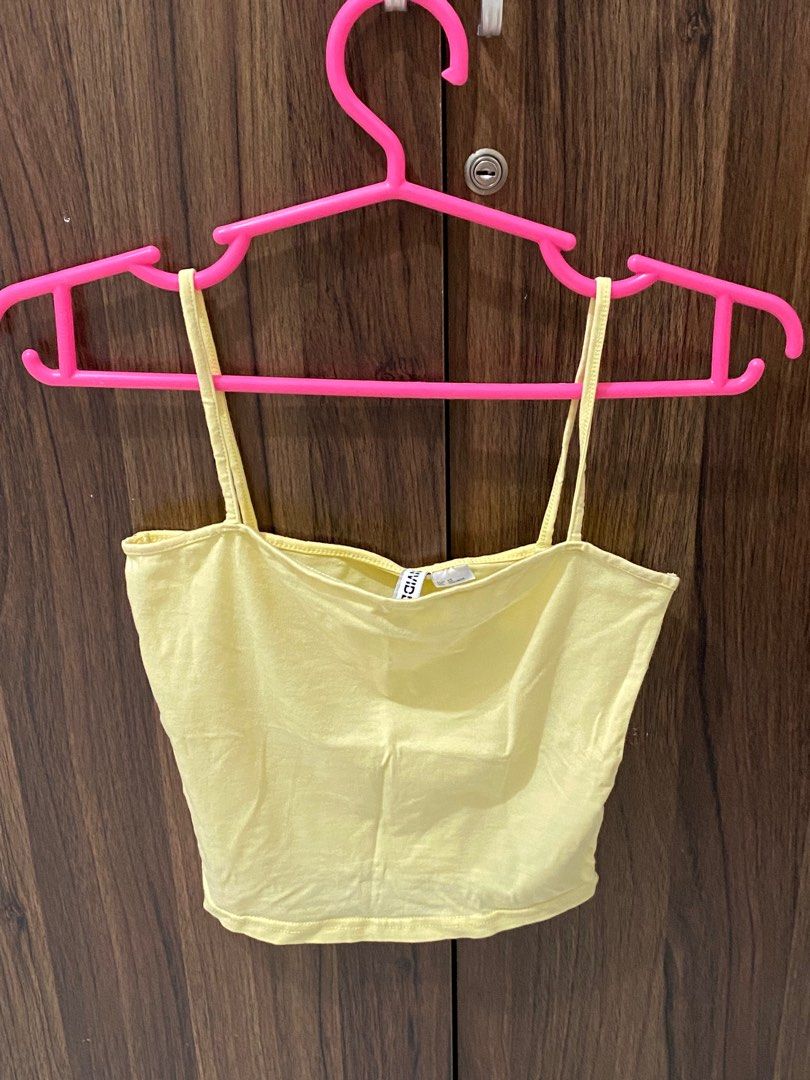 H M yellow top Women s Fashion Tops Sleeveless on Carousell