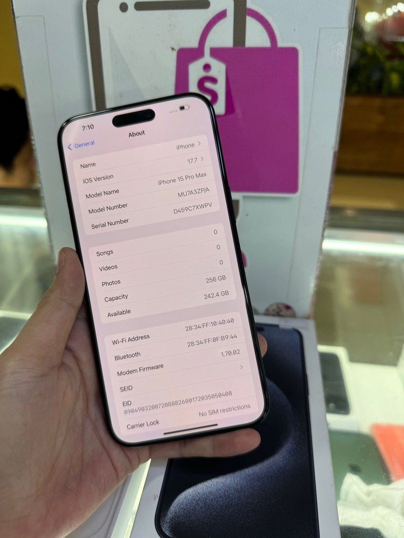 iphone 15 pro max 256gb good as new ntc variant (Category: iPhone 15 Series) located in Cainta. Submitted by vine_gadget_shop (Listing ID 1331205974, Image 3). Description: iphone 15 pro max 256gb good as new ntc variant complete package warranty until february 2025 pick up store greenhills shopping center we accept trade in we accepy credit card and ggives installment we do cod and door to door we ship nationwide for fast transaction call 092773