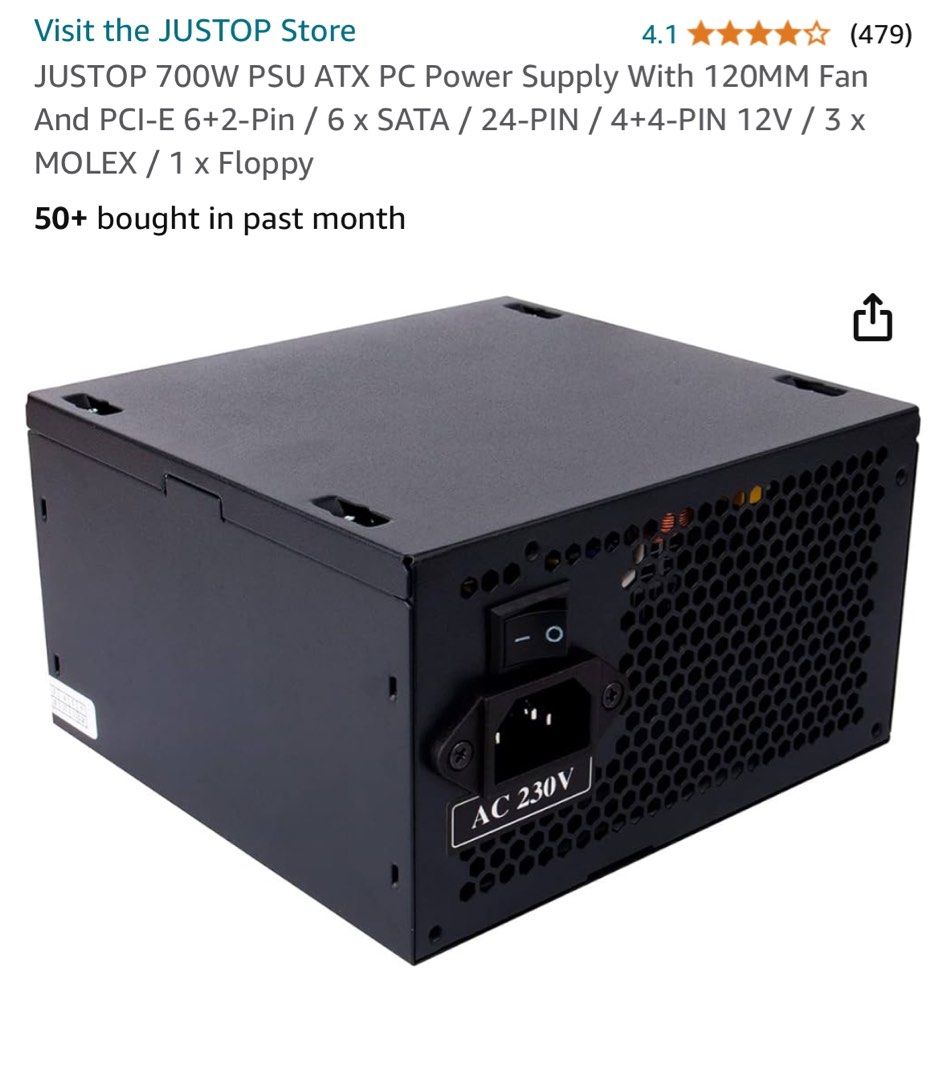 700W ATX Power Supply - Automatic Temperature Control With 120mm Quiet Fan & Full Protection