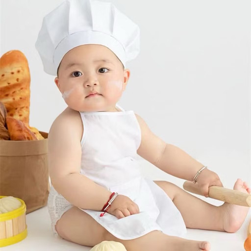 Kids Photography Costume Little Chef Baker Outfit Apron Baby Photoshoot Set White Chef Hat for Baby Girl Babies Kids Babies Kids Fashion on Carousell