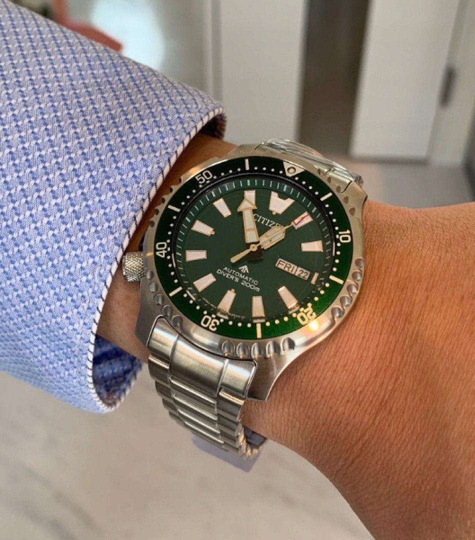 Lowest Price Citizen Promaster Fugu Limited Edition Diver s Men s Automatic Green Dial Stainless Steel Watch Birthday gift birthday citizen NY0099 81