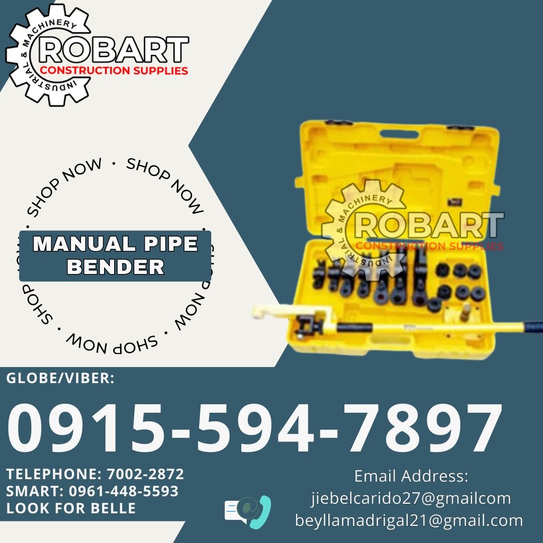 Manual Pipe Bender (Category: Construction Tools & Equipment) located in Manila. Submitted by bellarobart (Listing ID 1331066217, Image 1). Description: Manual Pipe Bender Brand: Titan Capacity: 3/8" - 1" 𝑹𝑶𝑩𝑨𝑹𝑻 𝑪𝑶𝑵𝑺𝑻𝑹𝑼𝑪𝑻𝑰𝑶𝑵 𝑺𝑼𝑷𝑷𝑳𝑰𝑬𝑺 Office Address: 1405 Yuseco St. Sta Cruz Manila SEND US MESSAGE FOR INQUIRIES ‼️ ‼️ Glb/Vibr: 0915-594-7897 Smrt: 0961-448-5593 Landline: (7746-6248 / 7002-2872) 𝓛𝓞𝓞𝓚 𝓕𝓞𝓡 𝓑𝓔𝓛𝓛𝓔 �