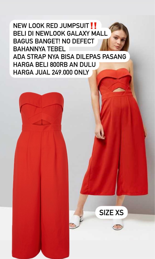 New Look Red Jumpsuit Merah Preloved, Fesyen Wanita, Pakaian