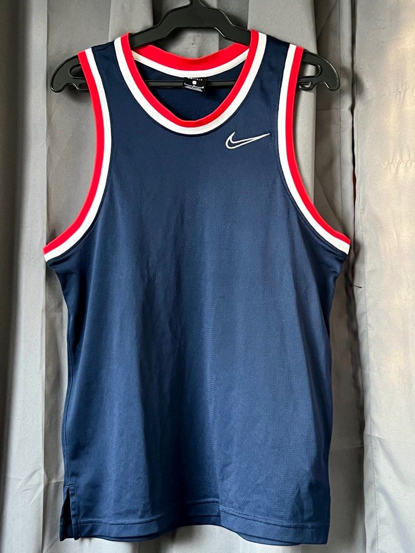 NIKE Authentic Men s Dri FIT Tank Top Training Running Classic Basketball Quick Dry Jersey in College Navy Blue Color Men s Fashion Activewear on Carousell
