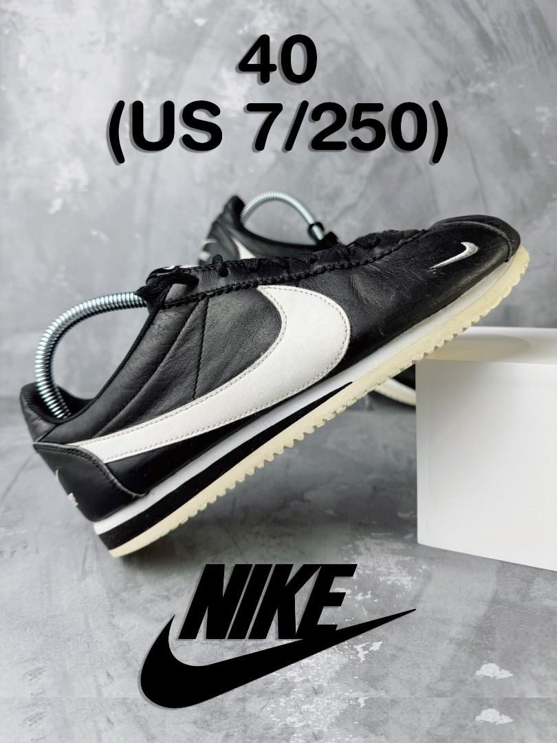 Nike classic cortez mini swoosh black white store