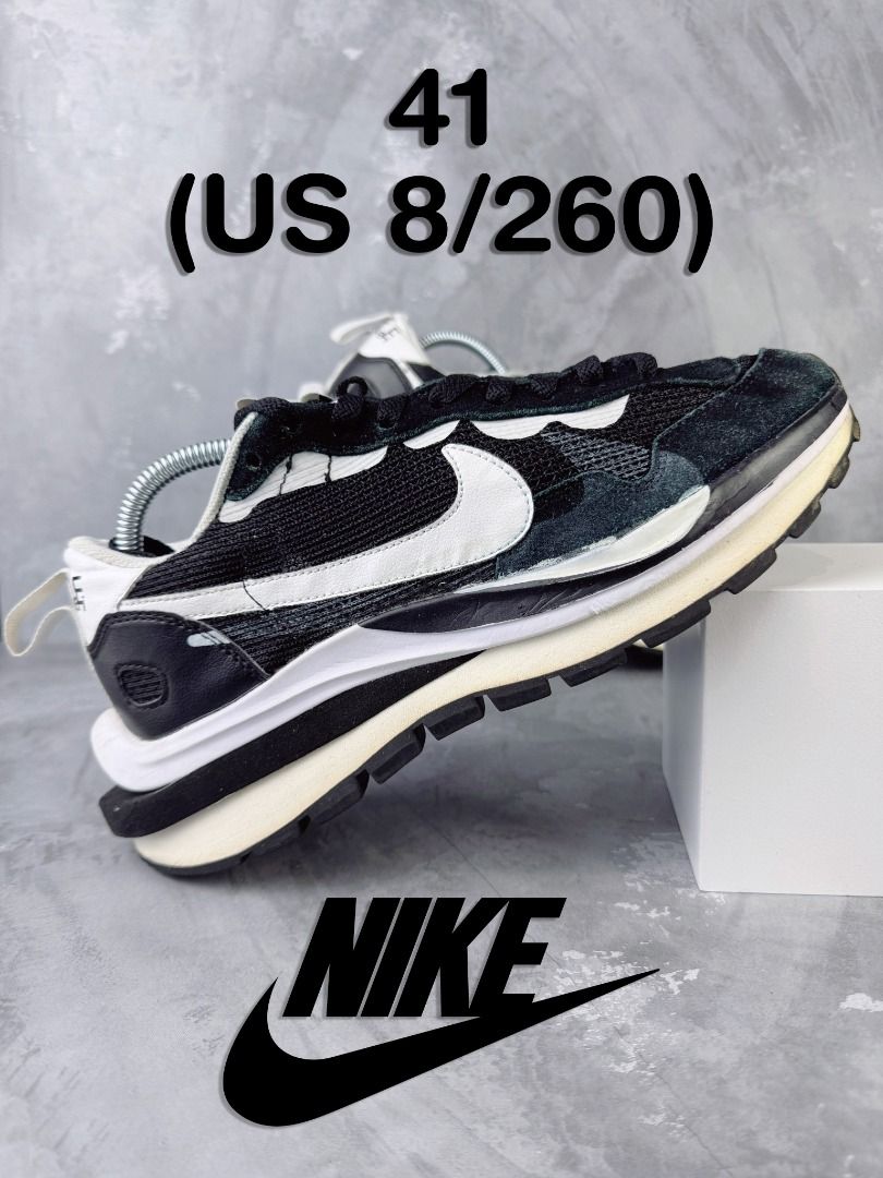 Nike X Sacai Vaporwaffle Black n White, Fesyen Pria, Sepatu