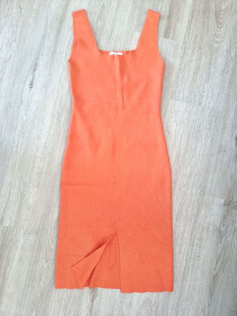 princess polly baby blue dress Orange Ribbed bodycon dress for petite, Women's Fashion, Dresses & Sets,  Dresses on Carousell