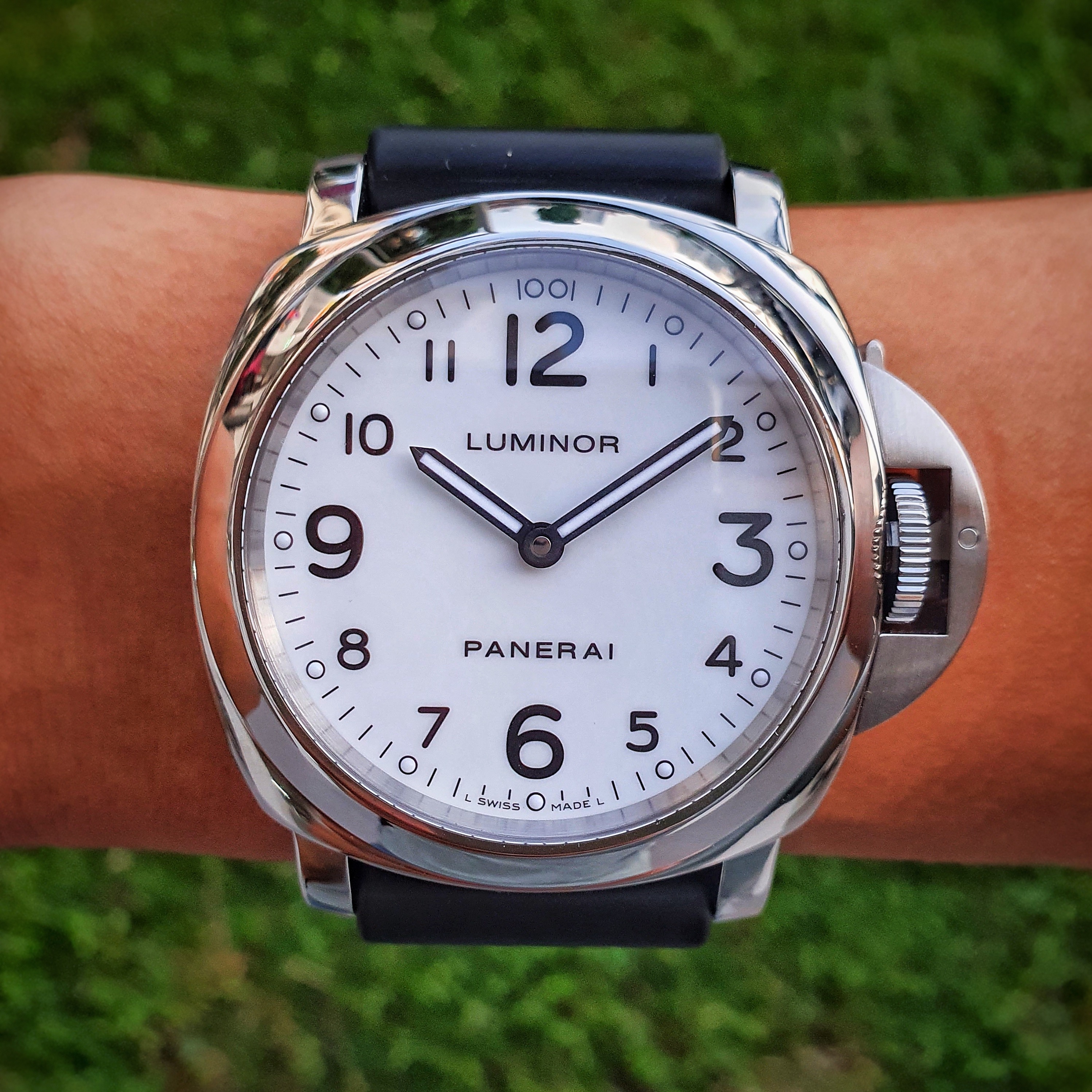 Panerai Luminor Base PAM114 PAM00114 white 44mm Stainless Steel Box and Papers Luxury Watches on Carousell