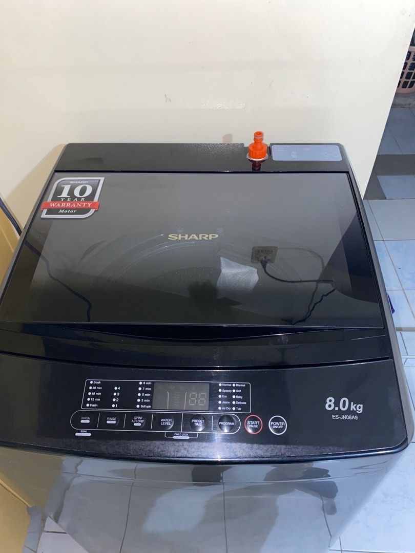 Sharp Automatic Washing Machine 8kg (Category: Washing Machines and Dryers) located in Manila. Submitted by macmb (Listing ID 1331077480, Image 1). Description: Sharp automatic washing machine Rarely used 8kg With box and manual Additional 1k if hose and inlet hose included since we personalized it to 5meters .