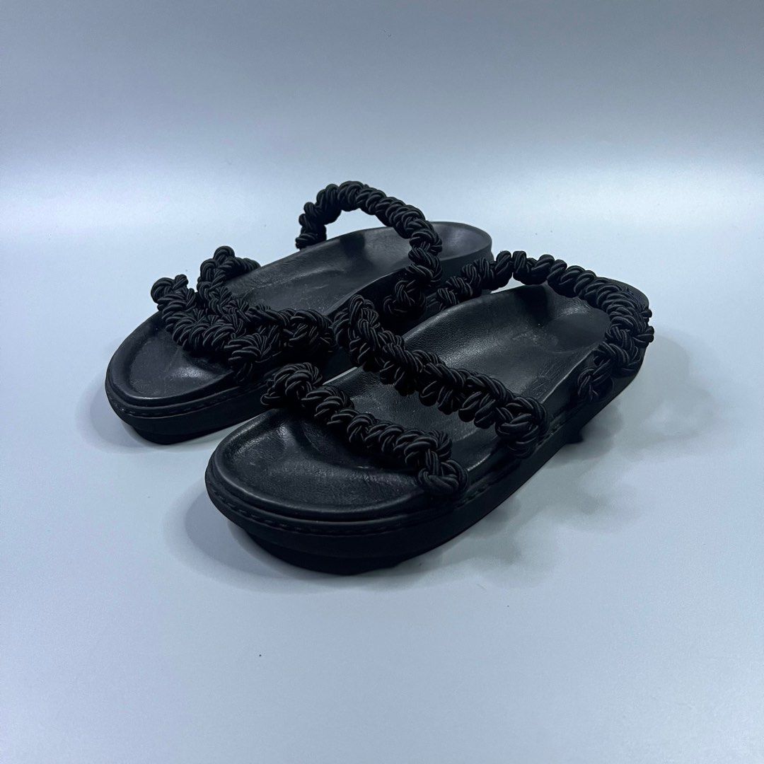Simone Rocha - Macramé Leather Slides (Category: Sandals) located in Paranaque City. Submitted by millennial_goodz (Listing ID 1331177098, Image 3). Description: WTS Simone Rocha Macramé Leather Slides Size 39 Authentic Excellent condition - No flaws P2,499 only DM.