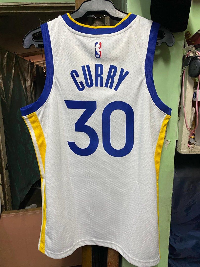 Stephen Curry (Golden State Warriors) Jersey (Category: Activewear) located in Manila. Submitted by twabkeve (Listing ID 1331189424, Image 2). Description: Nike Swingman Jersey 20/21 Home - Steph Curry Size 44 Medium Good condition (see pics) Minimal stain (not visible) Legit 💯 Sampaloc Manila PM for info.