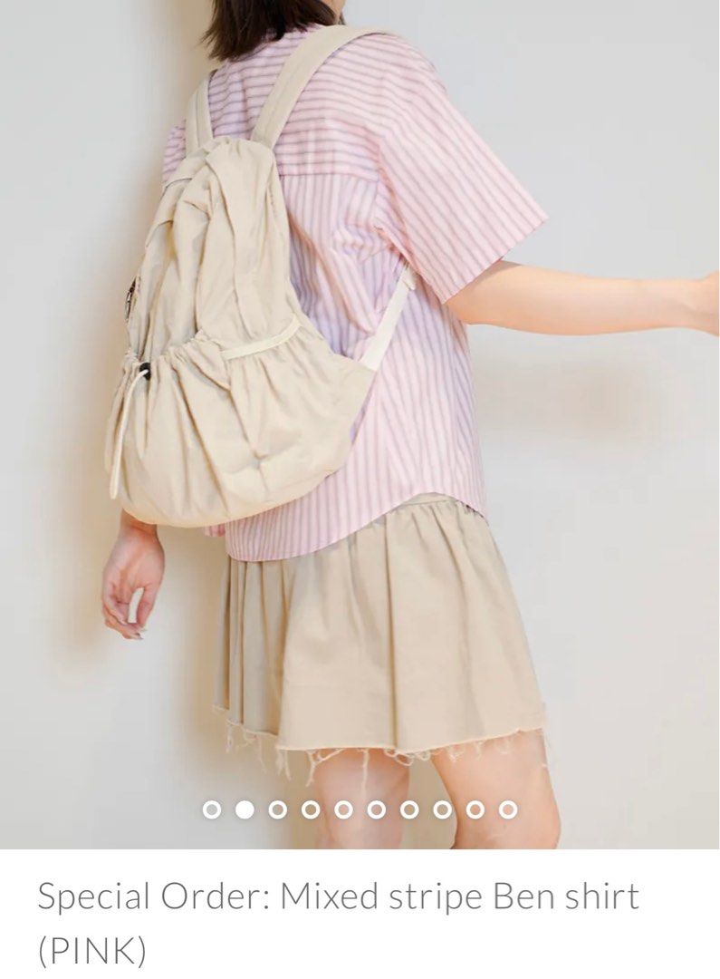 Stranger room special order mixed stripe Ben shirt pink 直間 恤衫 粉, 女裝, 上衣