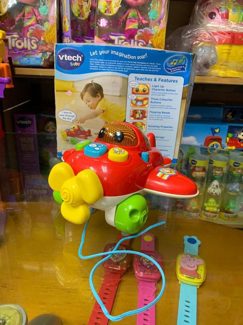 Vtech Pull Pop Aeroplane Babies Kids Infant Playtime on Carousell