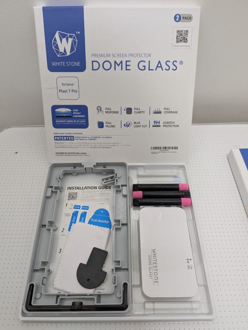 Whitestone Dome Glass for Google Pixel 8 Pro (Category: Other Mobile & Gadget Accessories) located in Cavite. Submitted by averysortijas (Listing ID 1331111837, Image 2). Description: Used for one installation Seller sent me a wrong box but contents are for Pixel 8 Pro.
