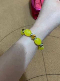 Energised yellow amber coloured gemstone tea coloured crystal bracelet 蜜蠟琥珀黃色及茶色水晶 吸財 豐盛 喜悅 太陽神經叢 已加持64204533155203110
