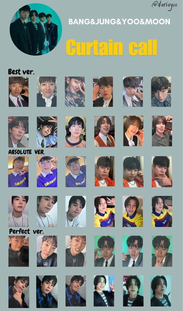 超人気新品 B.A.P 小卡] BJYM 方 Album Call] [Curtain BANG&JUNG&YOO&MOON アイドル