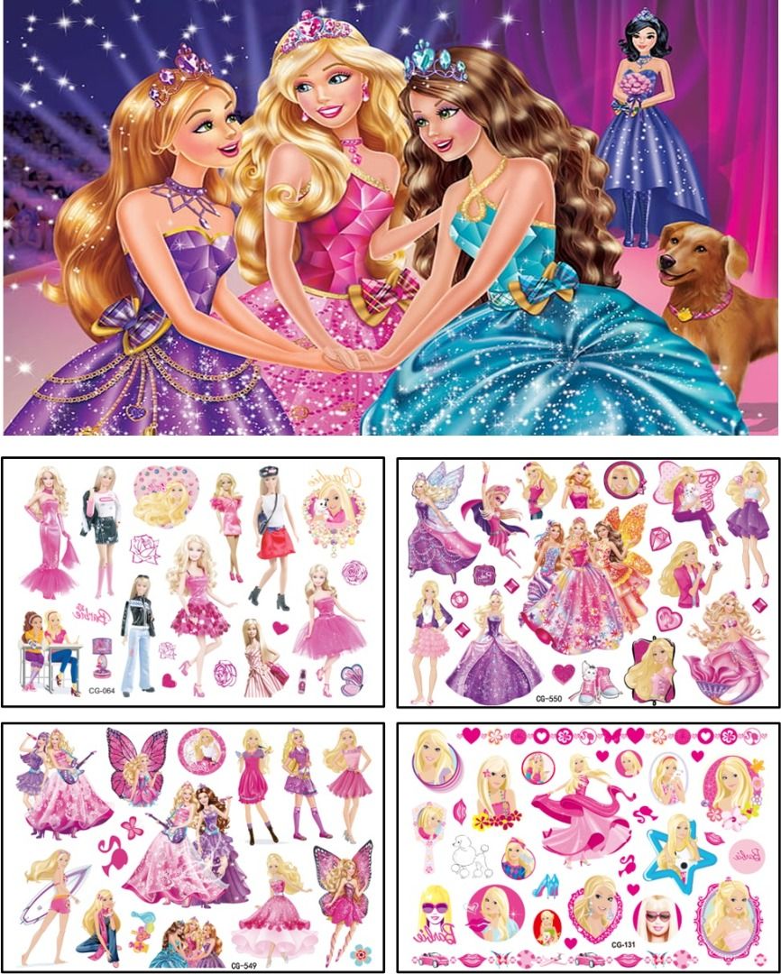 Barbie Body Tattoo l Temporary Face Tattoo l WaterProof Stickers l Birthday Party Goodie