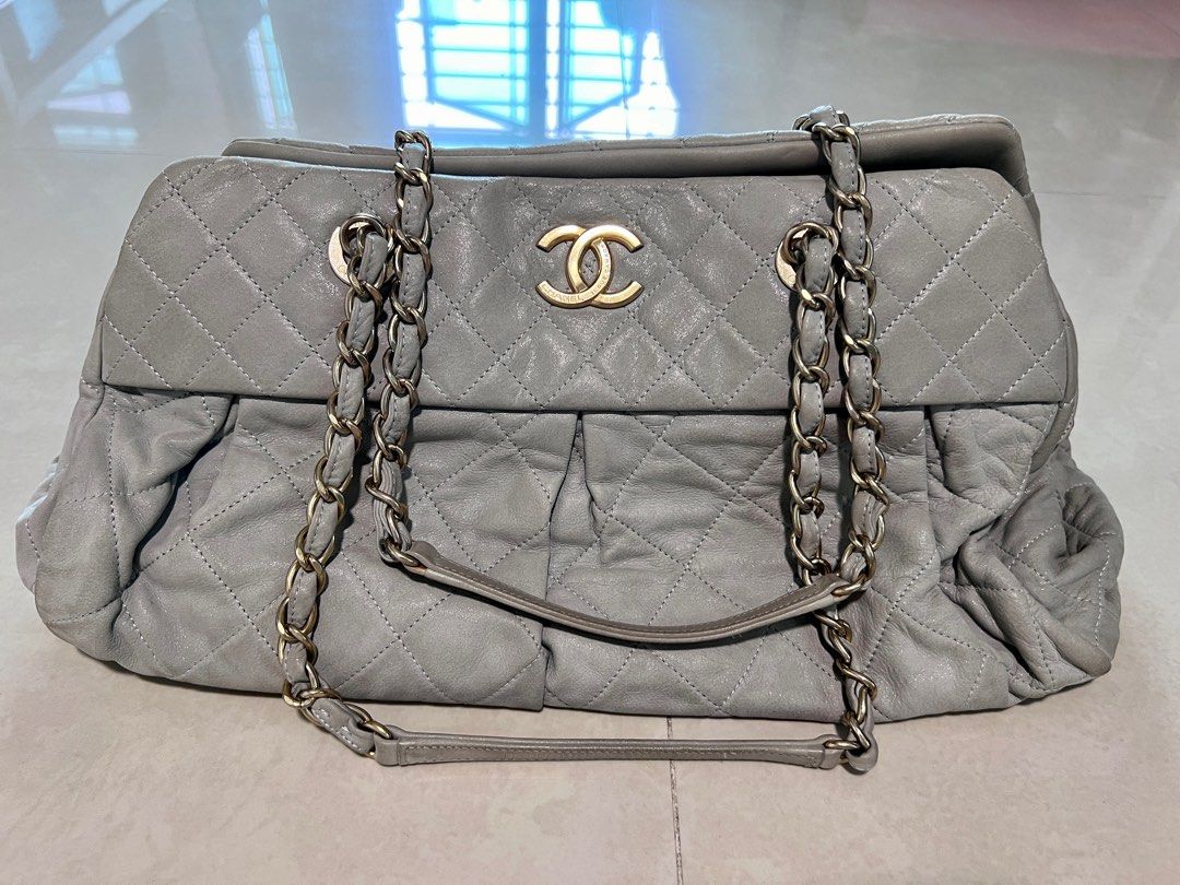FAST $2000] Authentic Chanel Gris Clair Quilted Iridescent