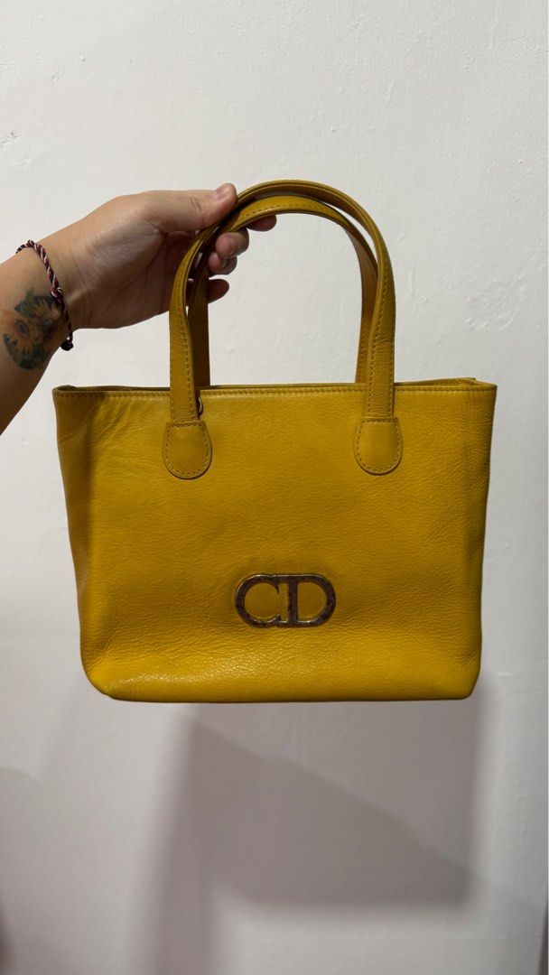 AUTHENTIC Vintage Christian Dior Yellow Handbag Kuning
