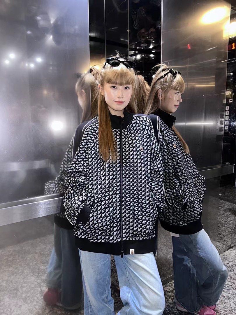 BAPE STA HOUNDSTOOTH JACQUARD TRACK JACKET Men s Fashion Coats Jackets and Outerwear on Carousell